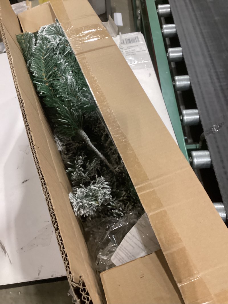 Condition photo showing Good Condition for Artificial Christmas Tree, 4.5Ft Fake Christmas Trees with Lights, Snow Flocked Pencil Spruce Xmas T