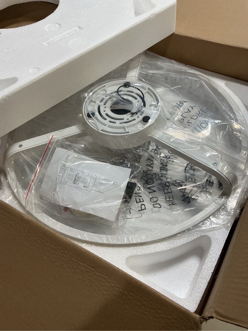 Condition photo showing New/Like New for volisun low profile ceiling fan with lights and remote, no assembly, 20in modern ceiling fans flush mount, 3000k-6500k dimmable bladeless led fan light, white fandelier ceiling fans for bedroom white 20 inch