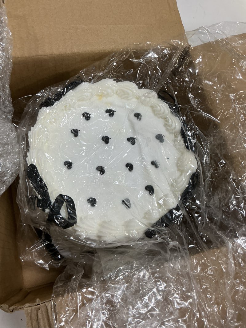 Condition photo showing Good Condition for remerry 6 inch black bow white round fake cake funny birthday cake decor wedding dessert props artificial white dessert for display photography women birthday wedding gift