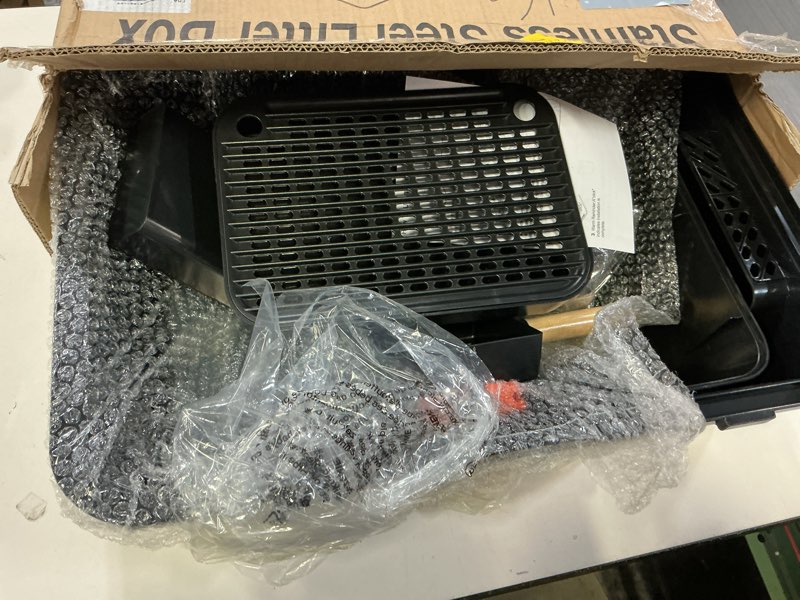 Condition photo showing Good Condition for Stainless Steel Litter Box with Lid,Front Entry Top Exit Kitty LitterBox,Extra Large Enclosed Metal Cat Box with Litter Scoop & Litter Mat-Black