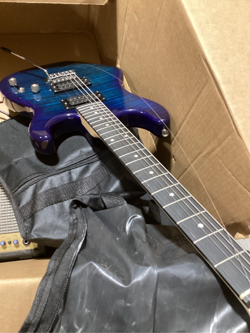 Condition photo showing Good Condition for Pyle Electric Guitar Kit with Amp, Full Size Instrument with Humbucker Pickups, Guitarra Electrica Amplifier and Beginner Bundle Accessories, 39" Blue Blue Modern