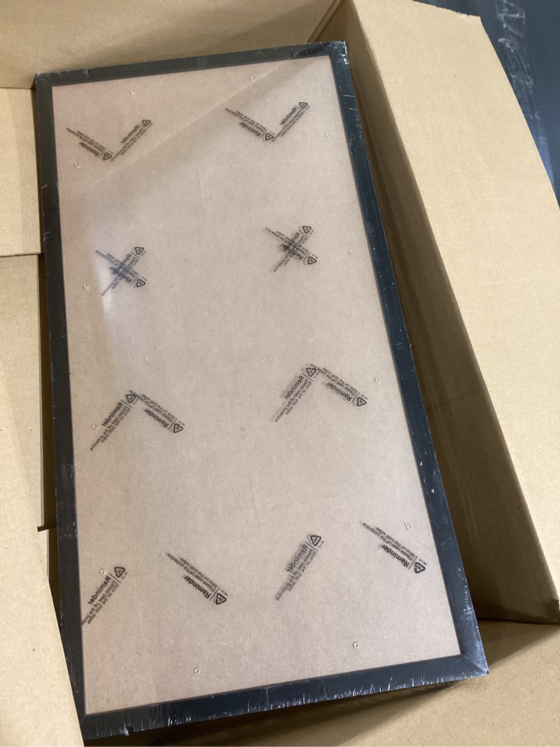 Condition photo showing As Is for hukonhep 12x24 black picture frames, photos frame with plexiglass, wall gallery photo frames, horizontal and vertical for wall mounting, home office decoration 12"x24"