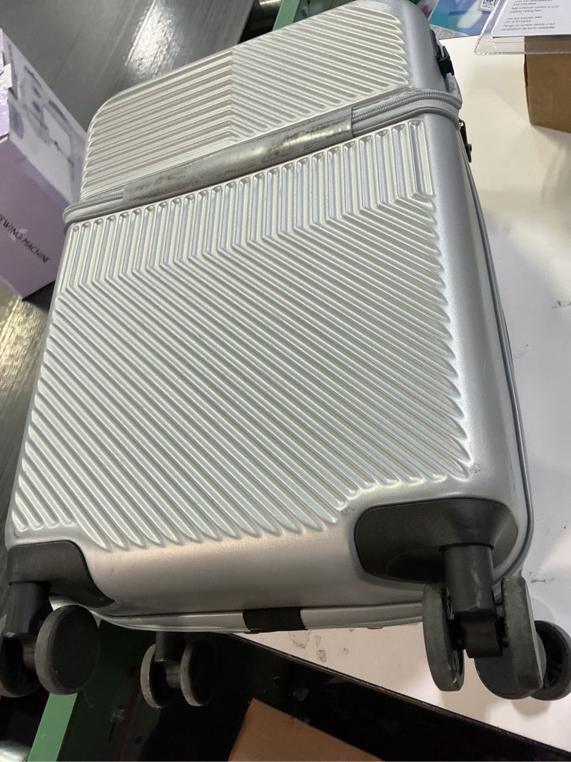 Condition photo showing As Is for UrbanExplorer 20 Inch Carry-On Luggage with Front Opening, Cup Holder & USB Port, Lightweight ABS+PC