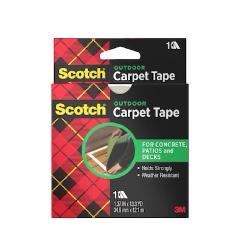 Scotch Outdoor Carpet Tape for Concrete Patios and Decks 1.375-in x 40-ft Transparent Anti-slip