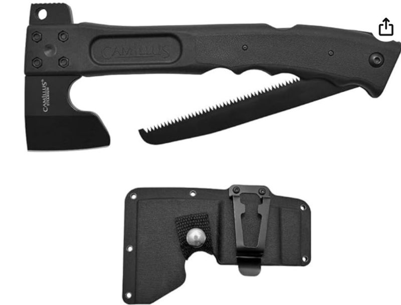 camillus camtrax, hatchet, lock back saw, hammer, 3-in-1