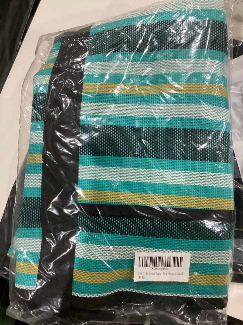 Condition photo showing New/Like New for Beach Tote Bag for Women, Lightweight Foldable Waterproof Mesh Pool Bag Tropical Striped