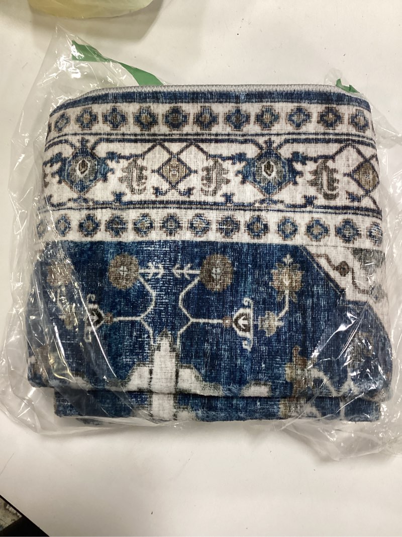 Condition photo showing Good Condition for 2x6 Washable Hallway Runner Rug: Indoor Farmhouse Kitchen Rugs Oriental Thin Non-Slip Entryway Carpet Ultra Soft Water Resisitant Floor Mat for Living Room Bedroom for Bathroom Laudry(2 X 6,Blue) 2' x 6' (Rectangular) Blue