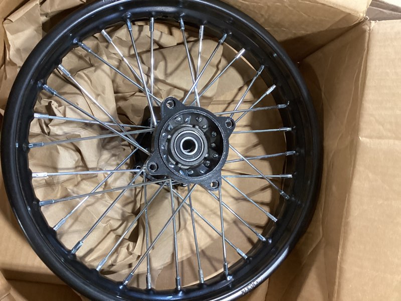 Condition photo showing As Is for 14\" front wheel rim for 110cc 125cc dirt bike tao ttr ssr crf apollo 15mm axle (incomplete)