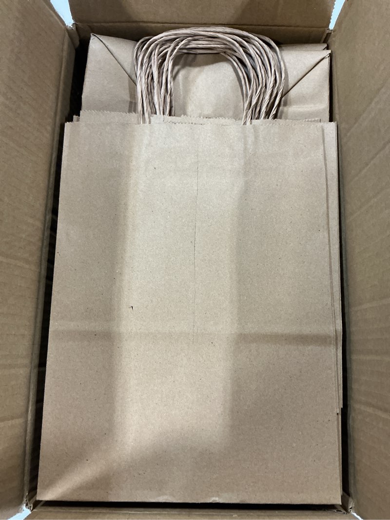 Condition photo showing Good Condition for facebag 50-pack brown paper bags with handles bulk, 8x4.25x10.5 inches,medium-sized gift bags with handles for party favors?take-out?grocery shopping & retail?reusable & durable brown 50 sheet (pack of 1)