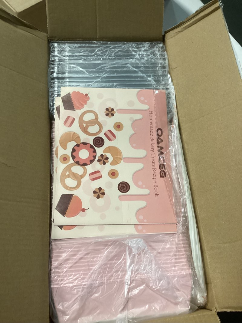 Condition photo showing Good Condition for oamceg 50pcs small charcuterie boxes with clear lids,5 inch disposable mini bakery containers,to go food paper boxes for sandwich, cookie, pastry, cake slice (pink) pink 50 pack