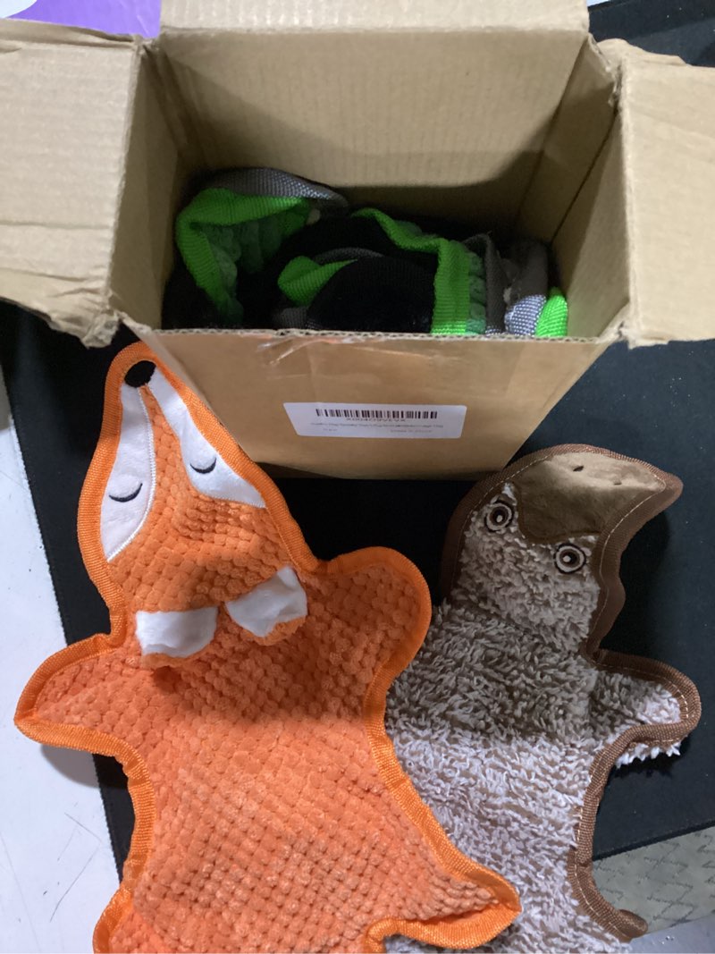 Condition photo showing Good Condition for 5 pack no stuffing squeaky dog toys for large dogs - interactive durable plush chew toy with crinkle paper, safe pet toy for small to large breed, ideal for puppy gifts & tug of war toys multicolor 5-piece set