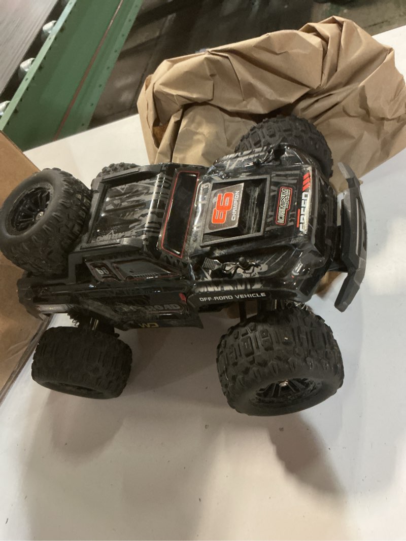 Condition photo showing As Is for (incomplete)brushless remote control car, 1/16 rc car maximum speed 55 km/h, 4wd monster rc truck, 2.4 ghz rc crawler, 2 batteries 40-60 minutes, for adults/children from 8 years