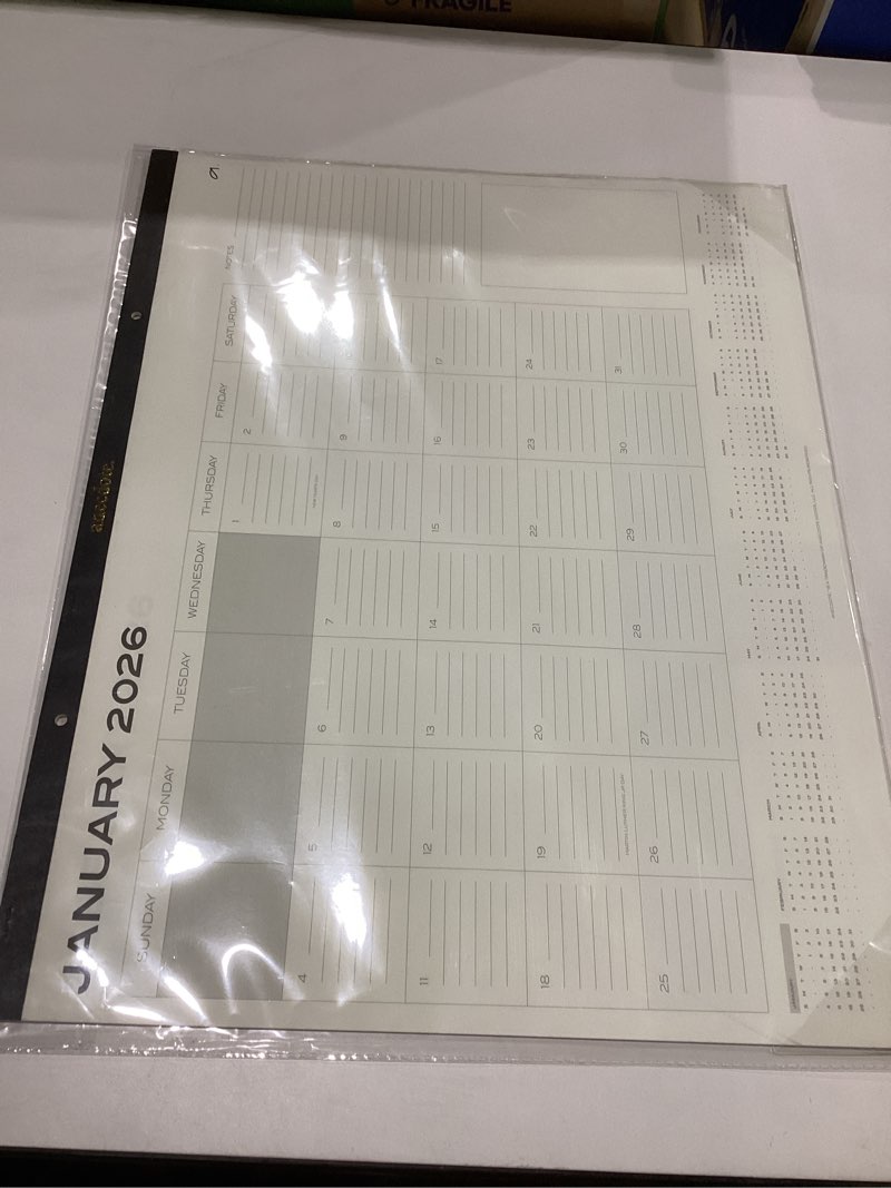 Condition photo showing New/Like New for anecdote desk calendar 2026, cream paper, 22 x 17 inches, january - december 2026 calendar, easy to read, large space to write daily (2026) black 2026