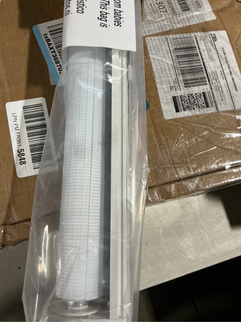 Condition photo showing Good Condition for lazblinds no tools no drill cordless zebra blinds for windows, dual layer light control for day and night, light filtering privacy roller blinds and shades for home, 30" w x 48" h, white white 30"w x 48"h