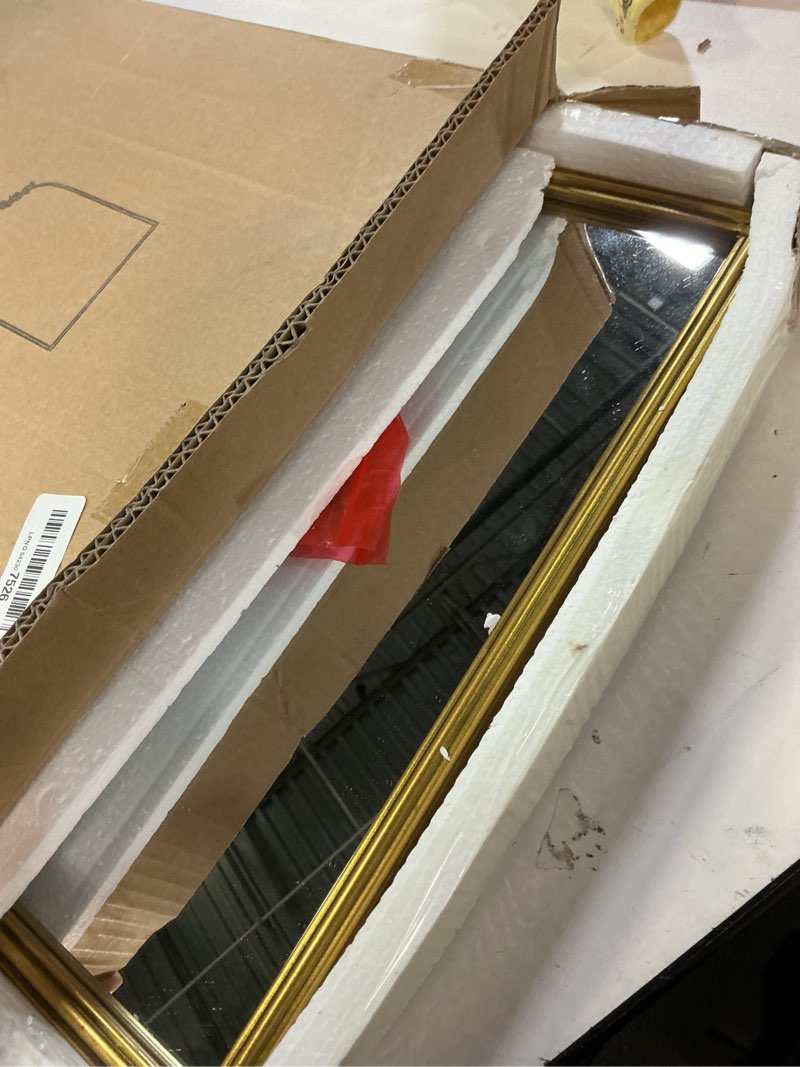 Condition photo showing Good Condition for antique baroque vintage vanity mirror 22x15inch, gold with ornate antique frame, arched vintage wall mirror for living room, fireplace, entryway golden (arched 1) 22"l x 15"w
