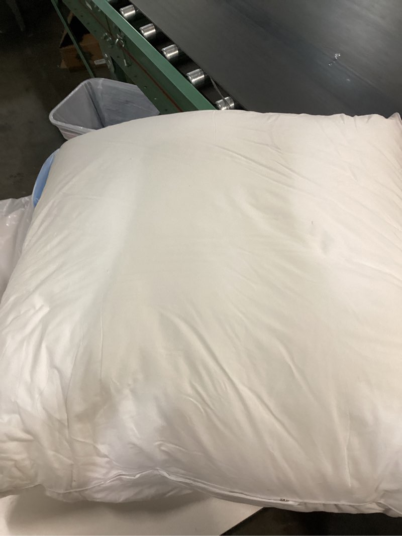 Condition photo showing As Is for Oubonun 20 x 20 Down Feather Throw Pillow Inserts - Fluffy and Plush Odor-Free Fill - 100% Breathable Cotton Fabric for Couch Sofa Bed, White, Pack of 2 2 20x20 Inch (Pack of 2) (only 1pcs)
