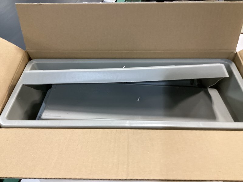 Condition photo showing Good Condition for window box planter, 6 packs 17 inches rectangle planters box with drainage holes and trays, vegetable planters for windowsill patio garden home decor porch yard light gray