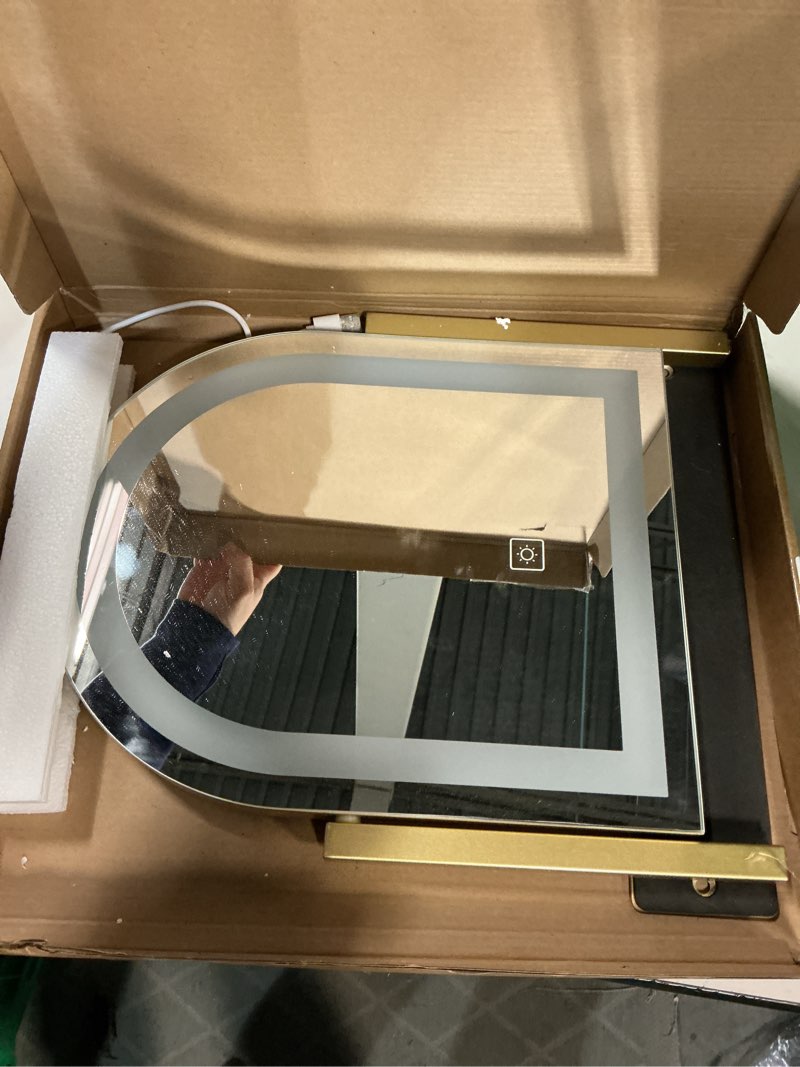 Condition photo showing Good Condition for ROLOVE Lighted Makeup Mirror with 3-Color Dimmable Lighting, with Removable 10x Magnifier, Smart Touch Control, 360° Rotation, 15" x 13" Hollywood Vanity Mirror for Tabletop Desk (Gold) Gold 15"L x 13"W