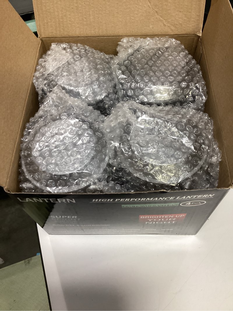 Condition photo showing New/Like New for led camping lantern for power outages, battery powered, emergency lanterns for hurricane, outdoor use, 4 pack
