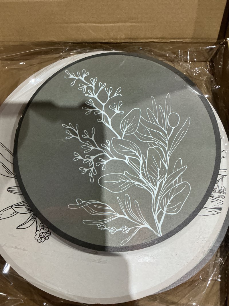 Condition photo showing Good Condition for barydat 6 pieces boho plant wall art decor wooden boho farmhouse rustic bohemian wall hanging for bedroom living room office(round,8 inch, 10 inch) neutral 8 inch, 10 inch