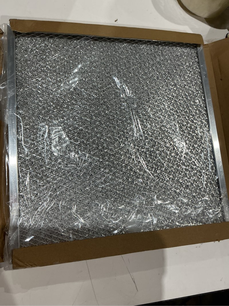 Condition photo showing As Is for bagean stove hood vent filter 11.60” x 11.22” bpqtaf s99010316 compatible with broan range hood filter replacement - aluminum mesh kitchen overhead fan screen - blocks grease & filters oven air (2-pk)