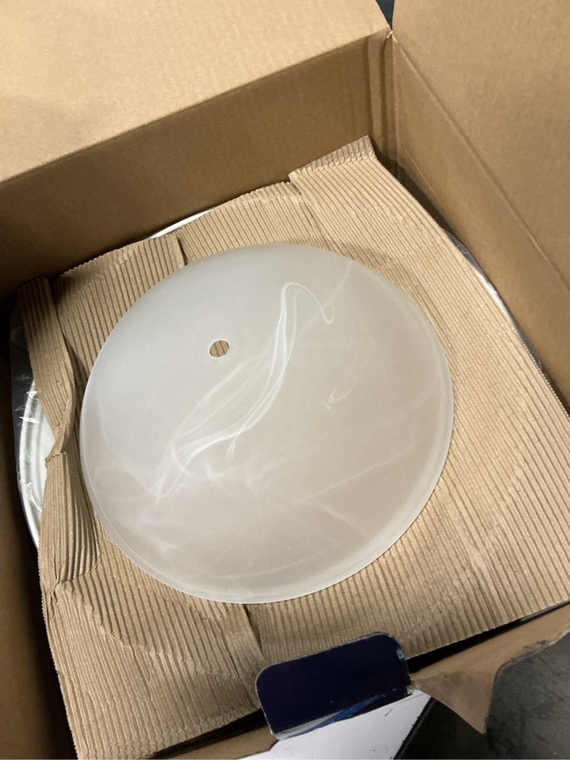 Condition photo showing Good Condition for project source 13-in white indoor 2 -light flush mount light with alabaster glass