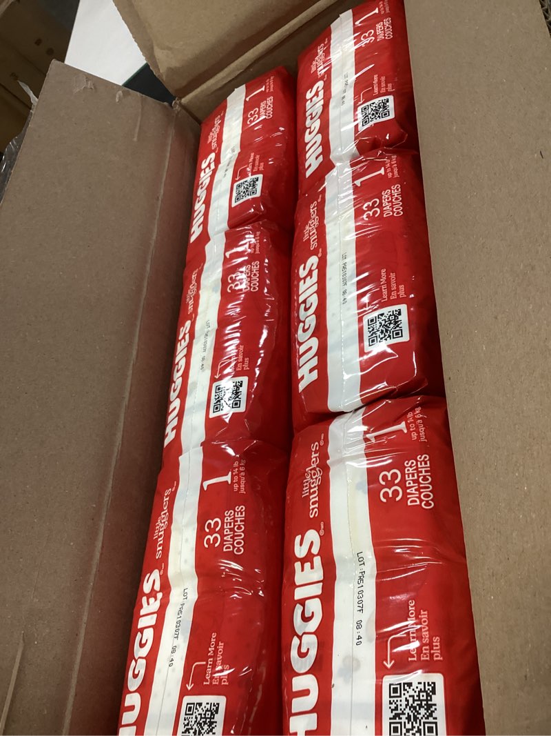 Condition photo showing New/Like New for Huggies Size 1 Diapers, Little Snugglers Diapers, Size 1 (8-14 lbs), 198 Count (6 Packs of 33), Packaging May Vary Size 1 198