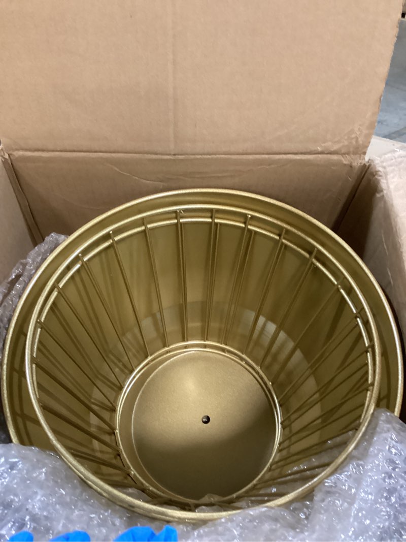 Condition photo showing Good Condition for Metal Planter Stand with Pot 12" - Decorative Gold Plant Stand Holder Flower Potted Rack for Corner Display, Living Room, Office, Indoor, Modern Home Decor - 17.5" Tall