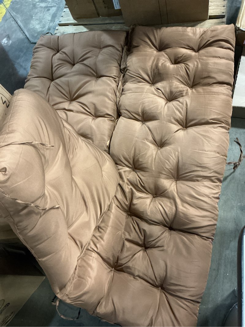 Condition photo showing Good Condition for swing replacement cushions for outdoor: 2-3 seater bench waterproof cushion with ties - 4in thick swing cushion for garden furniture patio porch light brown 60x40in