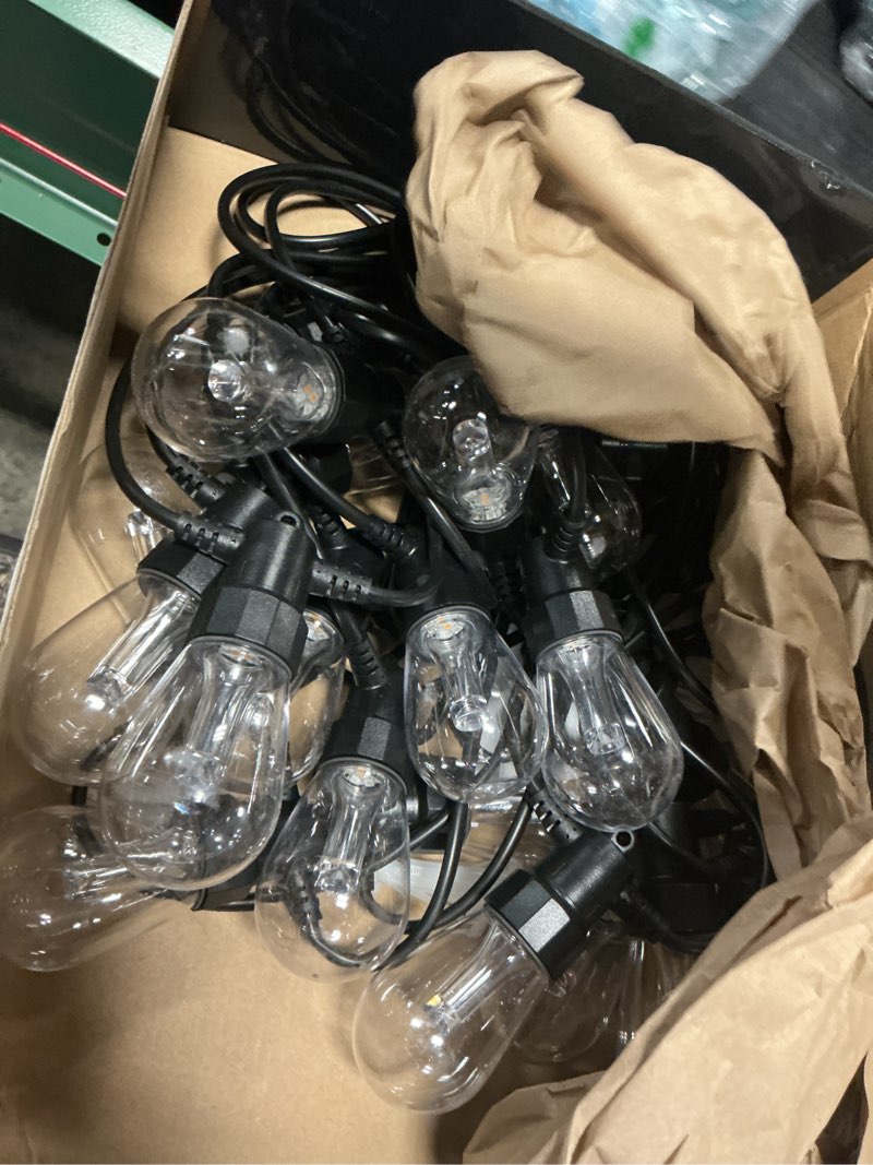 Condition photo showing Good Condition for outdoor string lights waterproof patio lights 104ft (2x52ft) 40 rgbw dimmable led bulbs, app & remote control, shatterproof hanging color changing lights for outside backyard party porch balcony