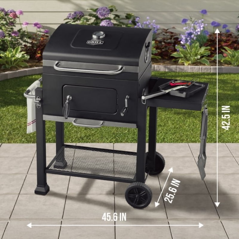 expert grill charcoal grill, 24 inch heavy duty charcoal grill with wheels, black