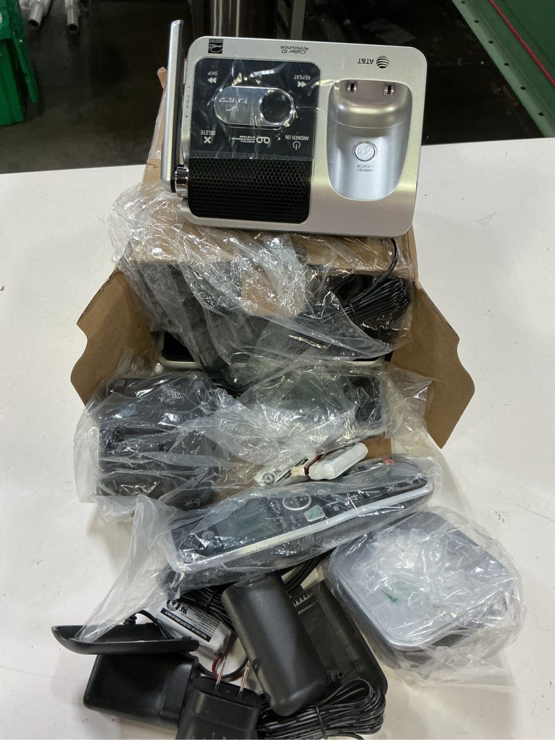 Condition photo showing Good Condition for at&t bl102-3 dect 6.0 3-handset cordless phone for home with answering machine, call blocking, caller id announcer, audio assist, intercom, and unsurpassed range, silver/black 3 handset phone