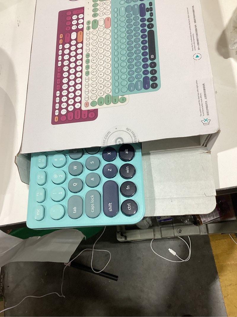 Condition photo showing Good Condition for FD Wireless Keyboards and Mouse Combo - 2.4GHz USB Cordless, Cute Wireless Keyboard Round Keys, Quiet and Slim Set for Laptop, Computer, TV and Mac - Indigo Blue Colorful IK6632 Indigo Blue Colorful