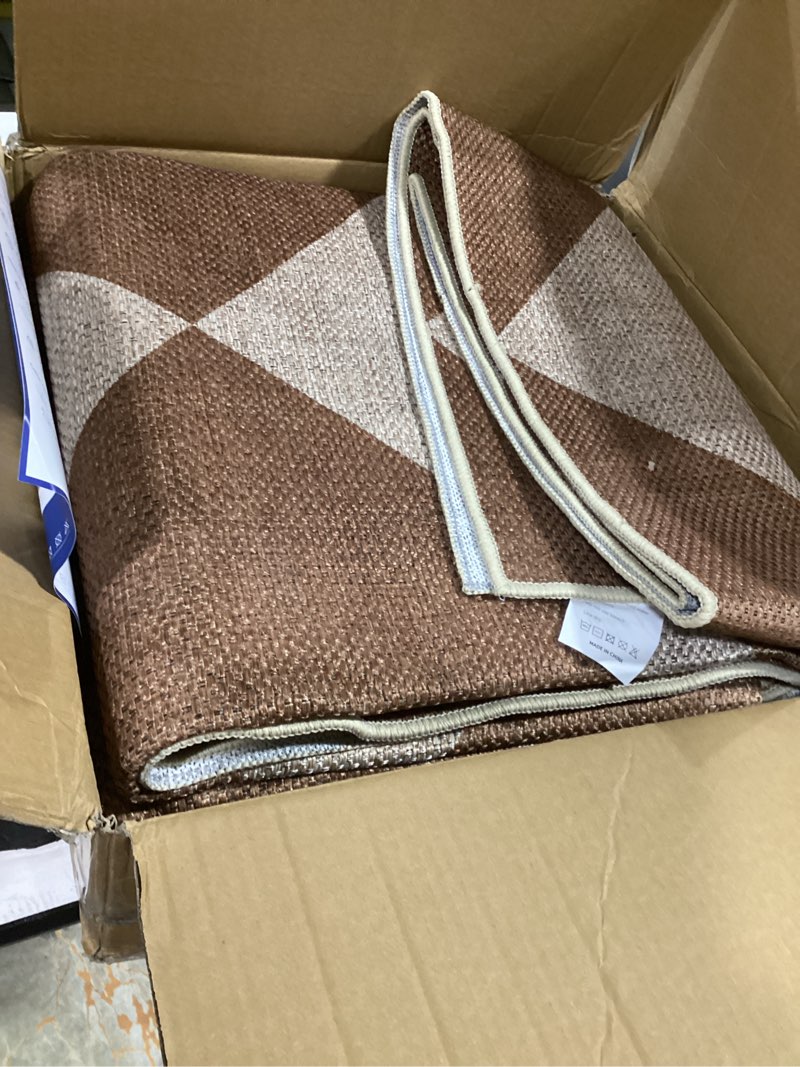 Condition photo showing Good Condition for garveehome easy jute 8x10 area rugs for living room checkered rugs machine washable non-slip backing indoor outdoor carpets for farmhouse dining room nursery patio brown brown-checkerboard-1 8' x 10' (rectangular)