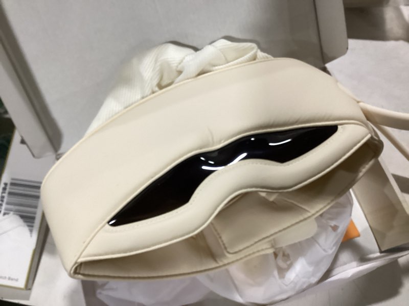 Condition photo showing Good Condition for electric head massager for headaches, eye massager with 6-level heat, 6-zone kneading temple massager & migraine massager, rechargeable head and eye massage for stress relax, white