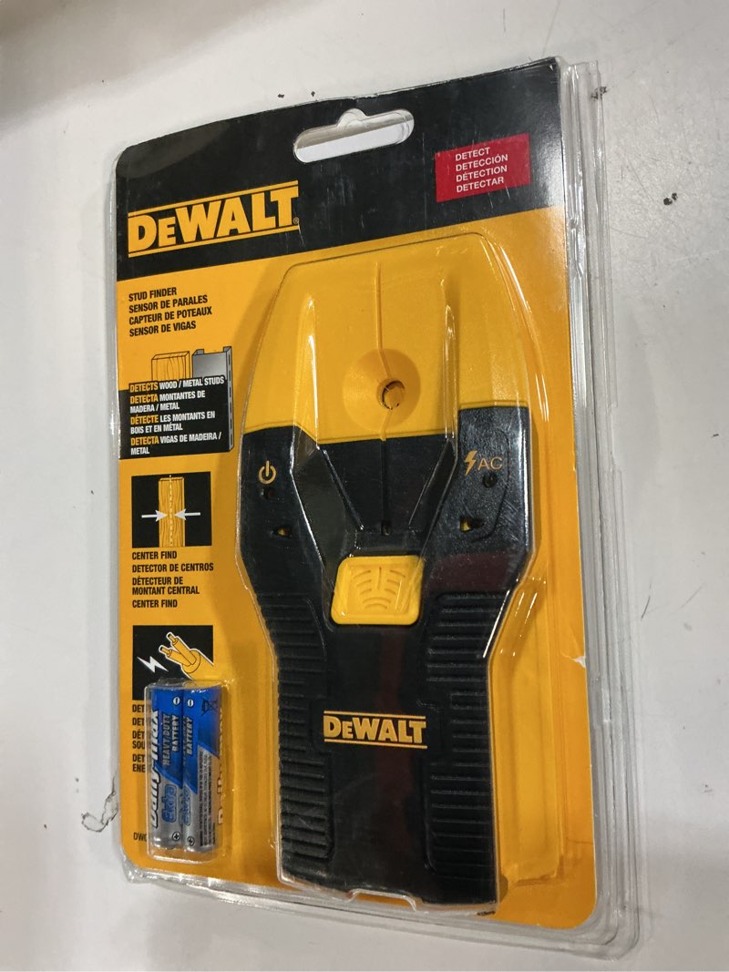 Condition photo showing New/Like New for dewalt stud finder, 3/4”, locate framing studs efficiently with led arrows, ideal for wood and metal, aaa batteries included (dw0100)