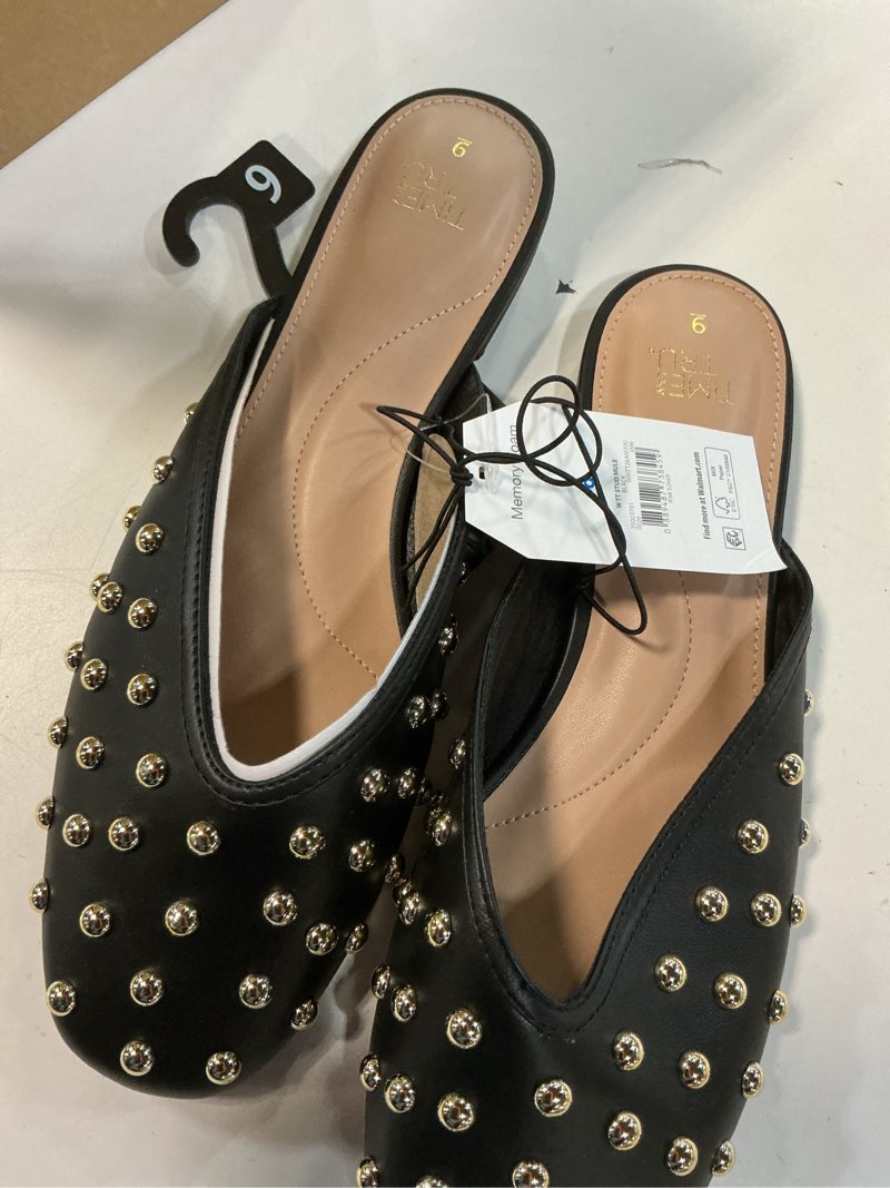 Condition photo showing Good Condition for time and tru women's studded mules size 6