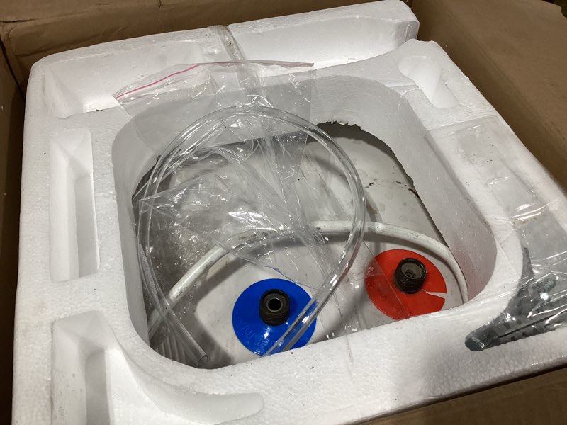 Condition photo showing As Is for 2.65 Gallon Electric Mini Tank Water Heater, 110V 1500W Compact Electric Storage Instant Hot Water Heaters, Point of Use On Demand Under Sink Water Heater for Home Kichen Bathroom Middle-2.65Gallon