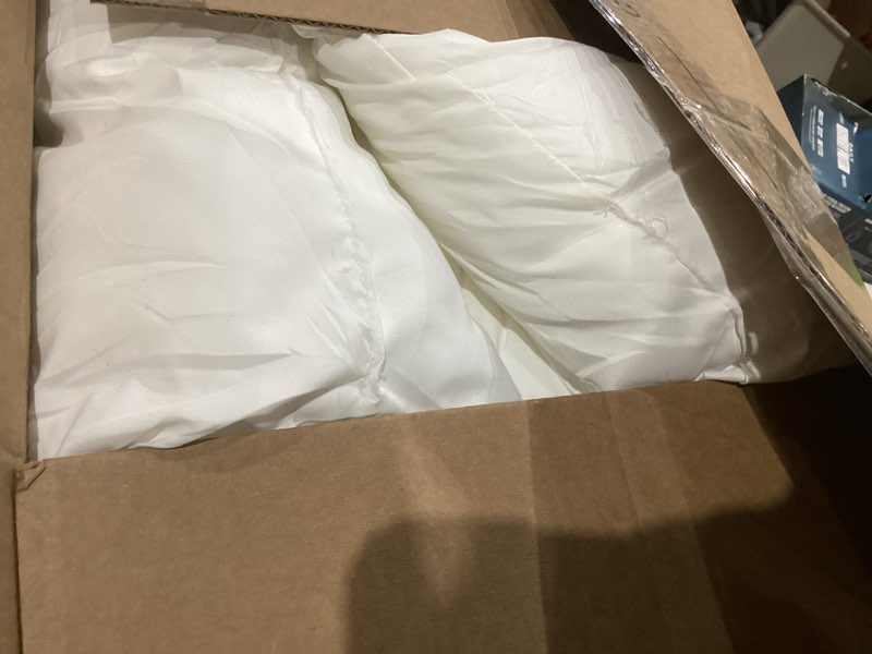 Condition photo showing As Is for Utopia Bedding Throw Pillows (Set of 4, White) – 22 x 22 Inches Down Alternative Pillows for Bed, Sofa, and Couch - Fluffy Decorative Stuffer Pillow for Indoors & Outdoors 22x22 Inch 4