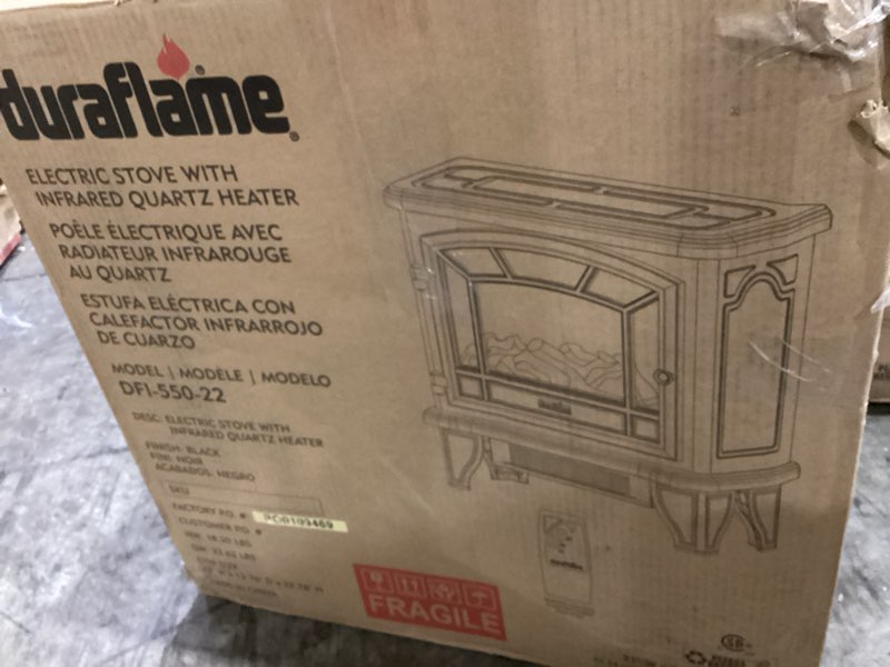 Condition photo showing As Is for Duraflame Freestanding Infrared Quartz Fireplace Stove, Black