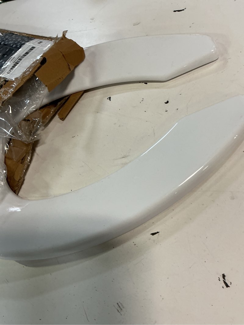 Condition photo showing Good Condition for commercial heavy duty open front toilet seat without cover, thickened material, never loosen, elongated, white (18.5”), 1-pack elongated-1-pack