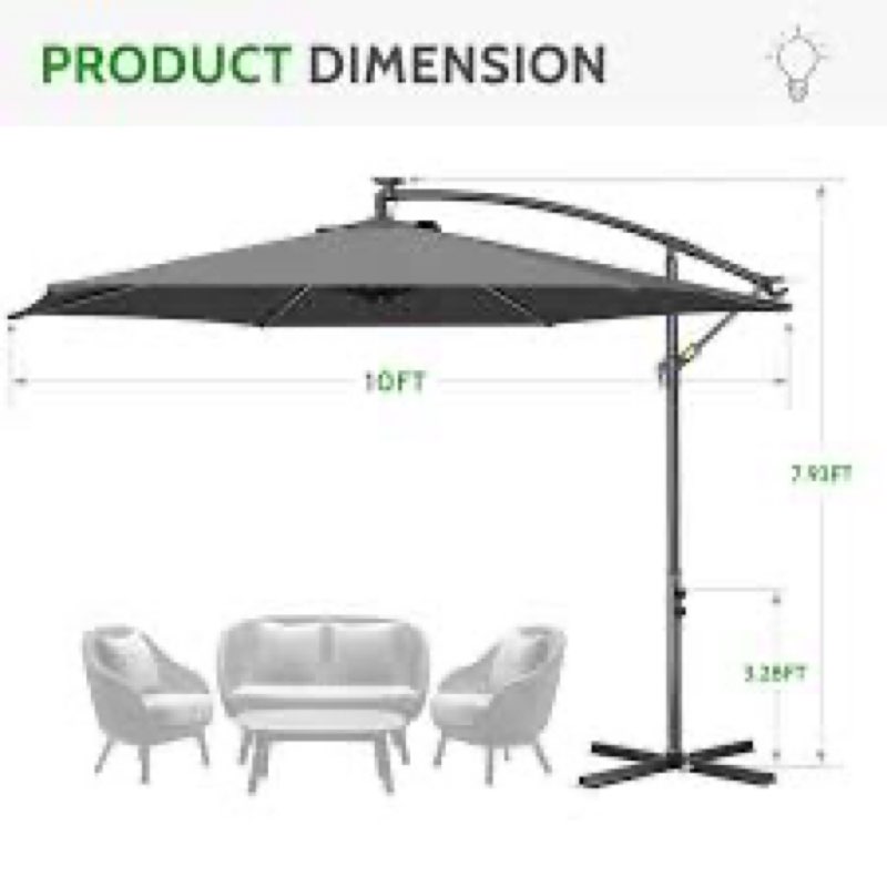 Arlmont & Co. Ershel 120" Colorful Lighted Cantilever Umbrella Fabric Color: Gray