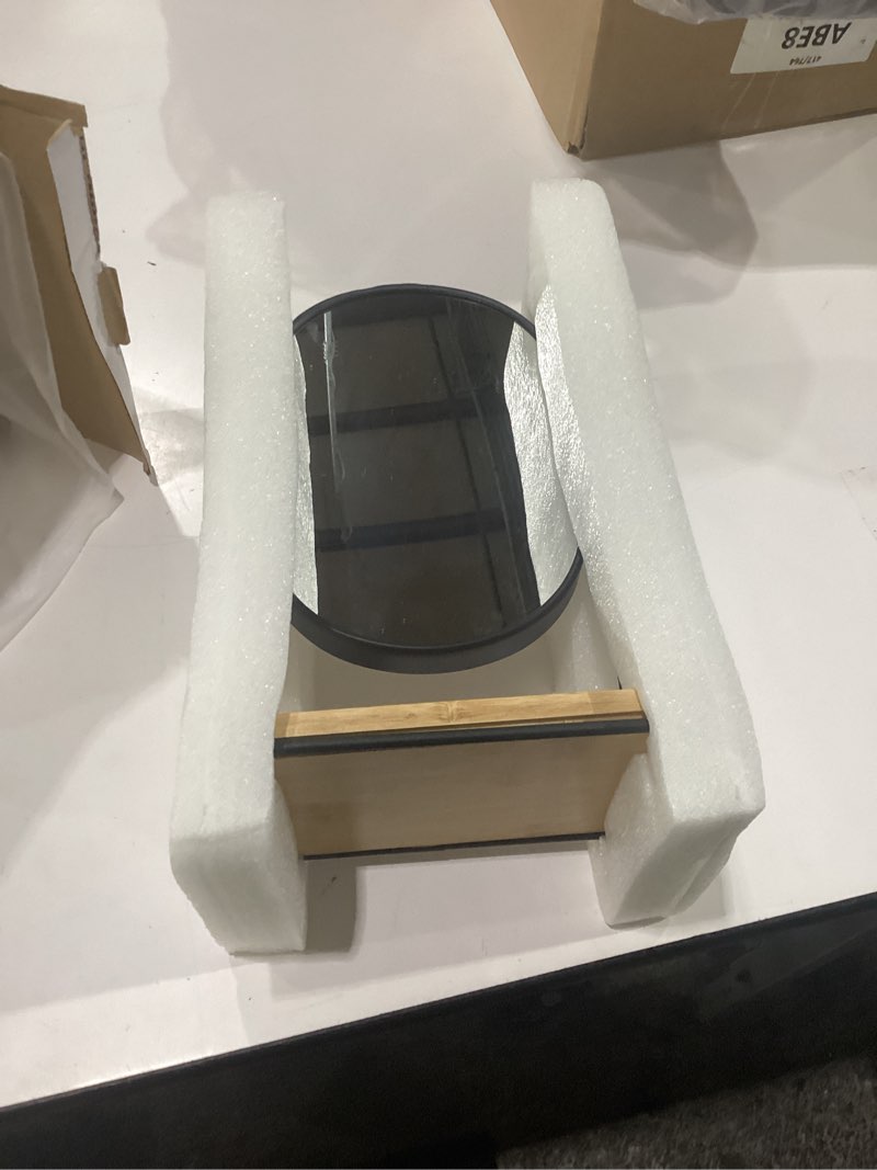 Condition photo showing New/Like New for joyoeikon tabletop 5x/1x magnifying makeup mirror with squared bamboo tray small desk mirror 360° rotation vanity mirror with stand desktop cosmetic mirror matt black with bamboo tray