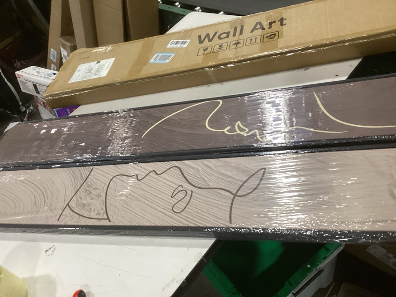 Condition photo showing New/Like New for Large Framed Long Narrow Vertical Neutral Abstract Wall Art Set, 2 Piece Beige Brown Modern Canvas Prints Paintings Artwork for Walls-Minimalist Pictures for Entryway Hallway Living Bedroom Wall Decor 8" W x 56" H x 2Pcs Abstract Face