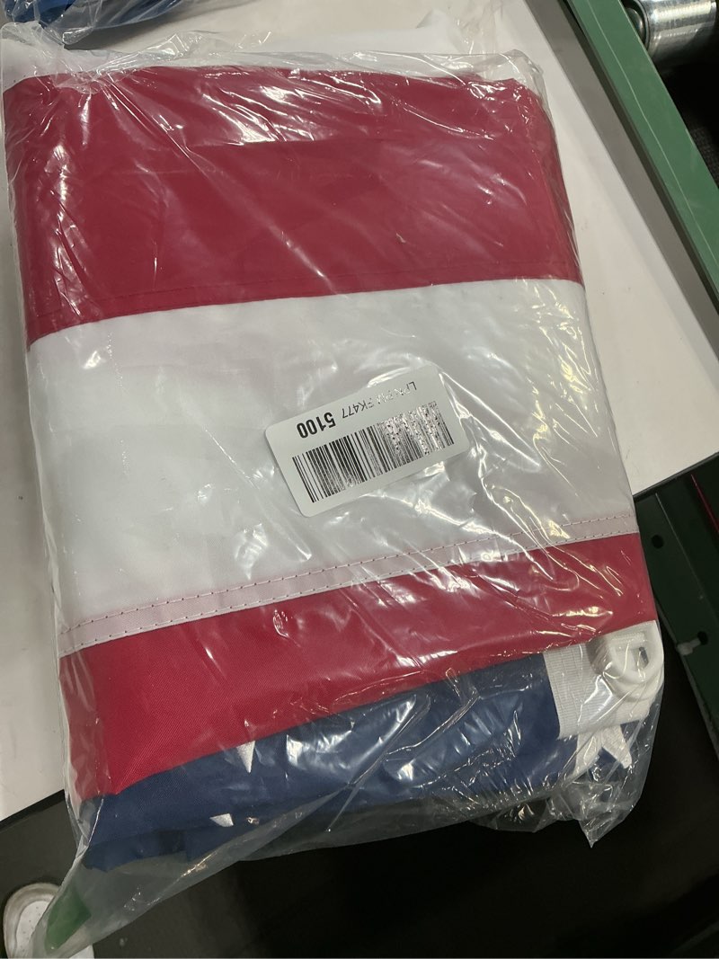 Condition photo showing Good Condition for american flags for outside 5x8 ft, heavyduty american flag for high wind outdoor, uv protected/sewn stripes/embroidered stars/brass grommets, us flag built for the toughest conditions 5x8ft