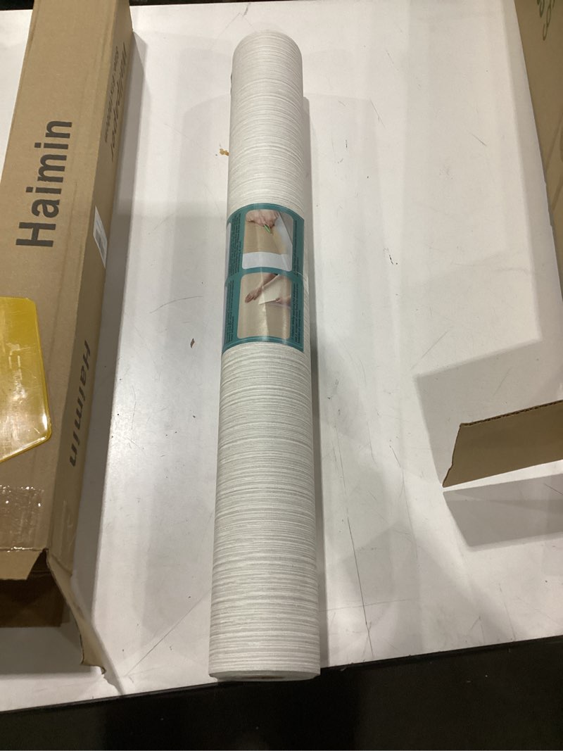 Condition photo showing Good Condition for haimin grasscloth wallpaper textured 24in x 393in fabric contact paper wall paper textured linen peel and stick self-adhesive thick vinyl embossed film wallpaper (beige grey)