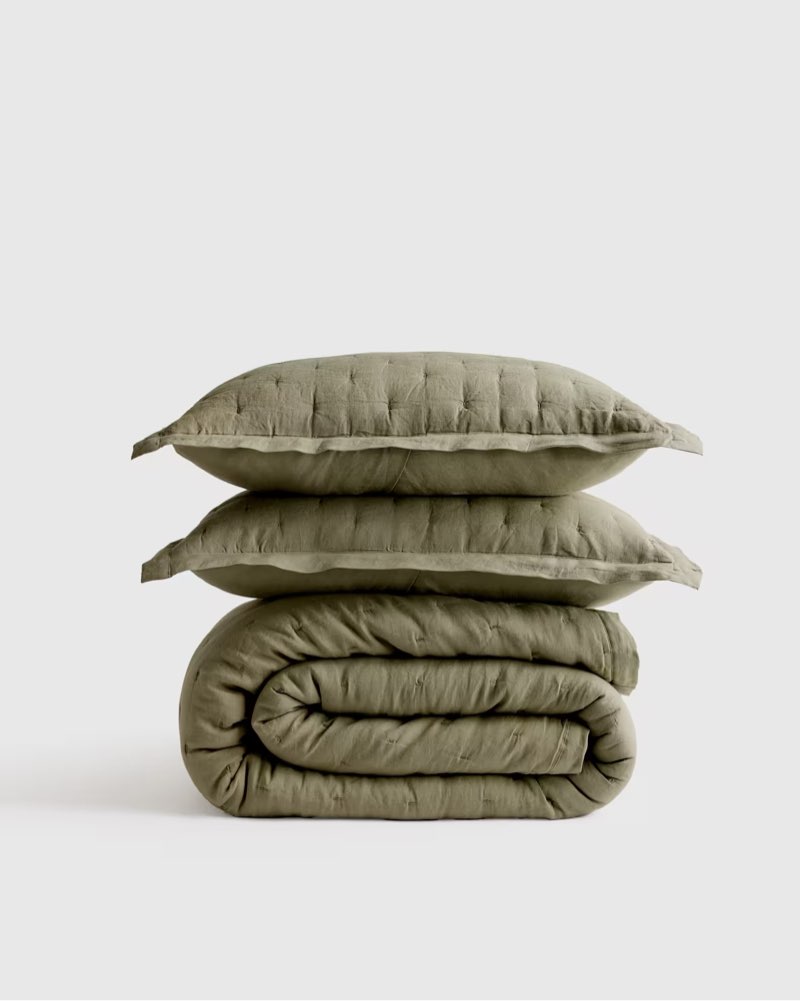 european linen dream quilt set full/queen quilt