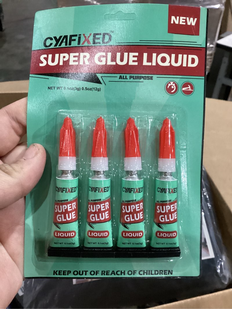 Condition photo showing New/Like New for Super Glue Liquid Clear Glue for Wood Plastic Metal, Instant Superglue All Purpose Multipack Cyanoacrylate Adhesive Repair Ceramic Model Leather Rubber Glass Pottery, Strong Bonding Single Use 4 x 3g Liquid