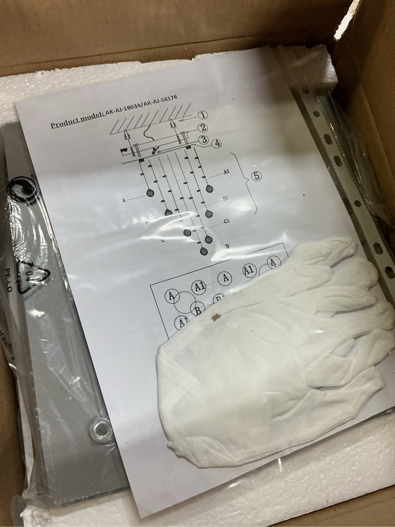 Condition photo showing New/Like New for Bestier Chrome Modern Crystal Square Raindrop Chandelier Lighting Flush Mount LED Ceiling Light Fixture Pendant Lamp for Dining Room Bathroom Bedroom Livingroom 4 GU10 Bulbs Required 12" Wide 20" High