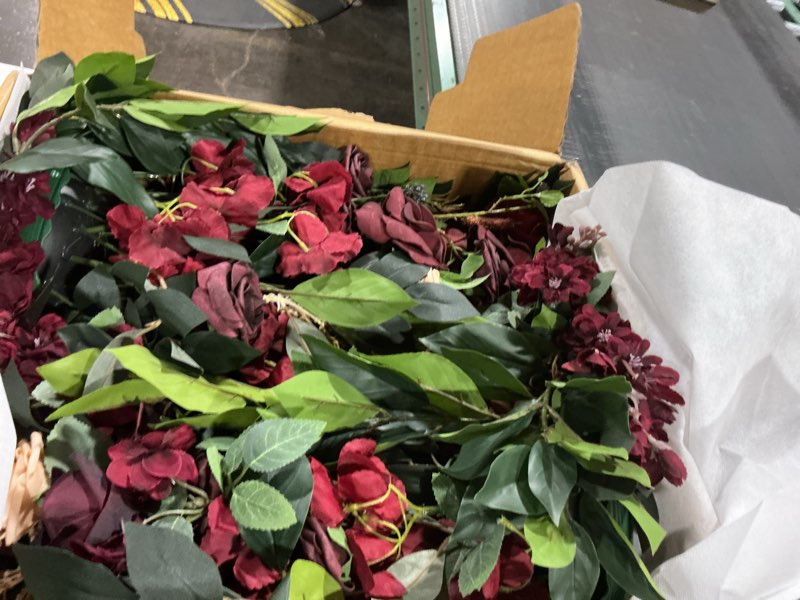 Condition photo showing As Is for Ling's moment 41" Tall Free Standing Artificial Flowers Arrangements 2 pcs Wedding Arch Altar Stage Decorations Dusty Blue Navy for Ceremony Reception Silk Rose Fake Floral Party Outdoor Beach Decor Blu-dusty Blue & Navy 41" Tall x 22" Cross